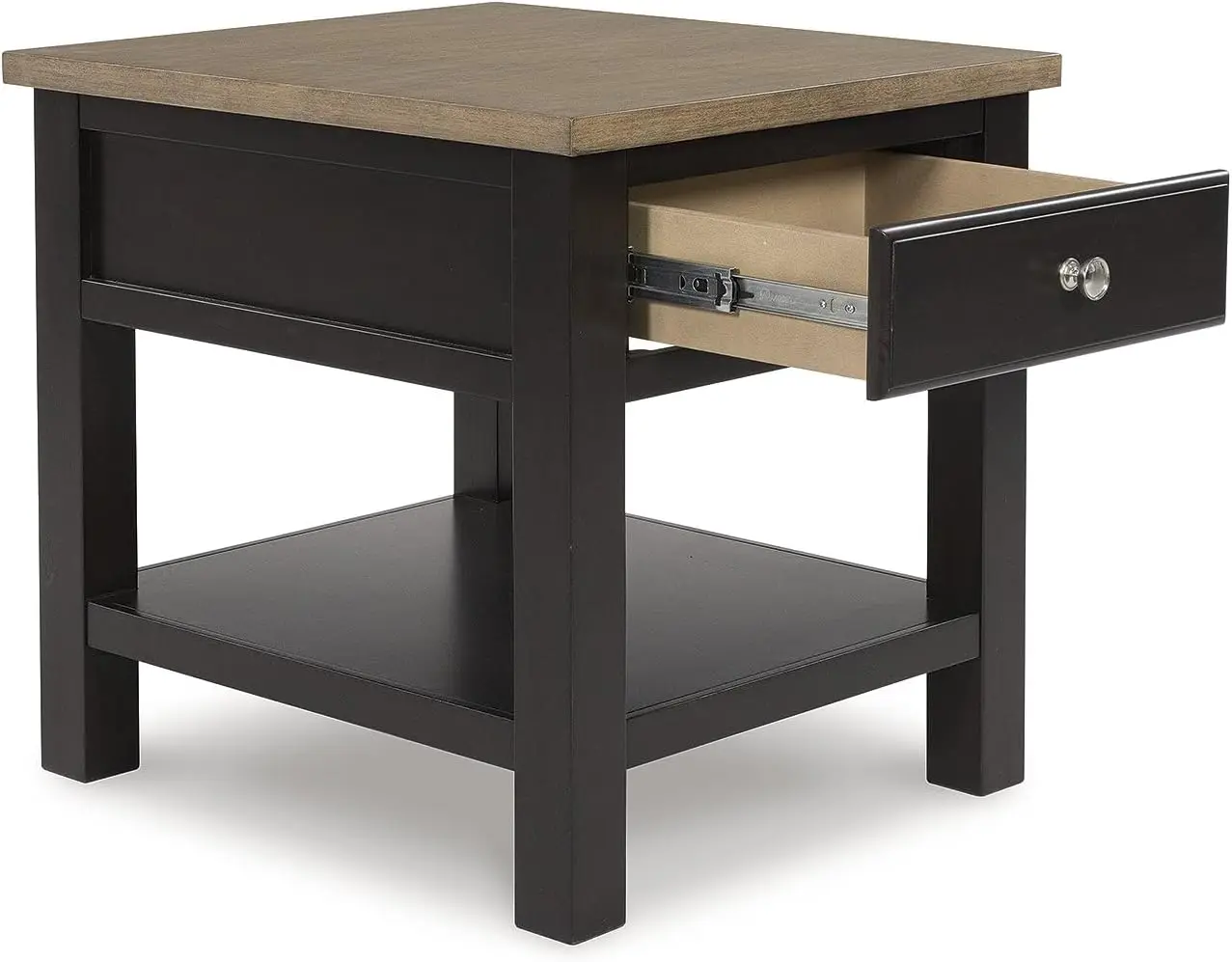 Proximity zmine-Table d'appoint décontractée avec 1 étagère inférieure, marron clair et noir