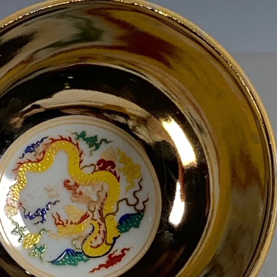 Antique Porcelain Ming Dynasty Coloured Gilded Cup Enamel Gilded Bowl Pheasant Peony Bowl Antique Collection