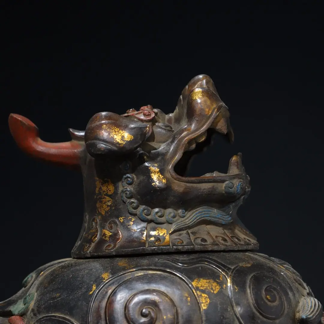 Large Brass Gold Plated Heavenly Roar Beast Incense Burner Censer Home Desk Vintage Decor