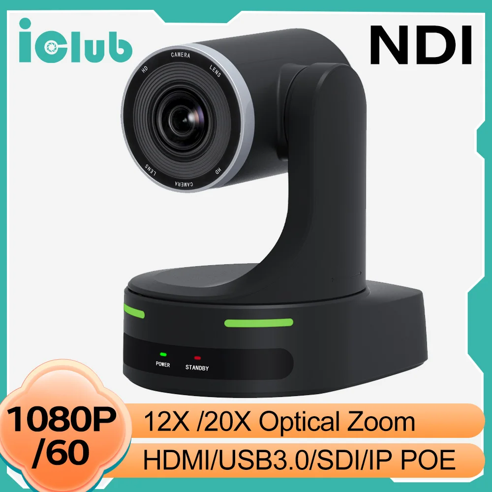 1080P NDI Camera 12X 20X Zoom PTZ Camera NDI Video Conference SDI HDMI USB3.0 IP Live Streaming Camera for Church Events