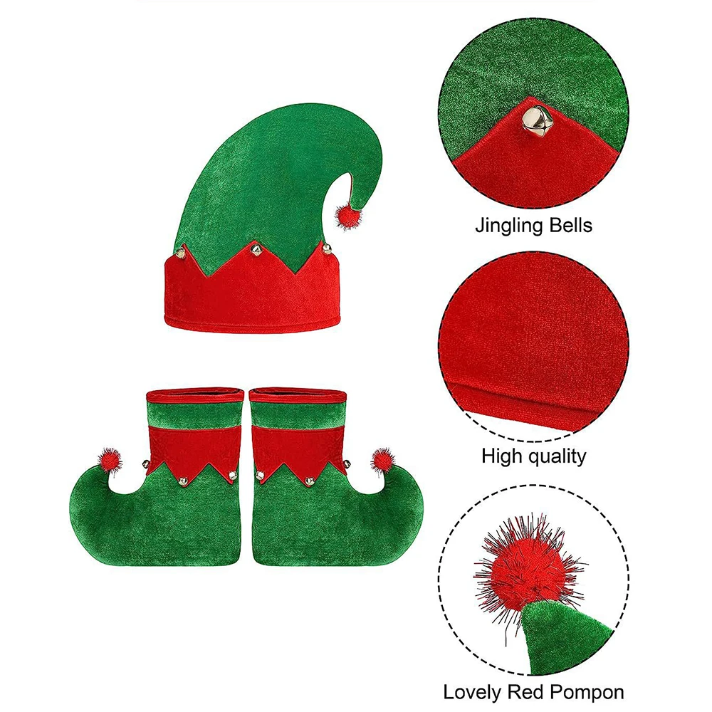 Kostium Elfa dla dorosłych Damski świąteczny kostium Świętego Mikołaja Zielony Elf Cosplay Pełny zestaw strojów Karnawał Impreza Fancy Dress Xmas Elf Clothes Set