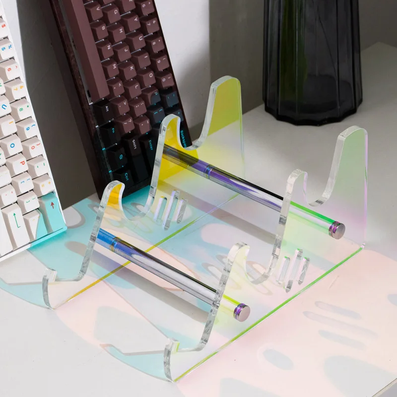 【En stock 】skyline Keyboard Display Stand acrílico transparente colorido azul/negro Teclado mecánico de tres capas colección Shel