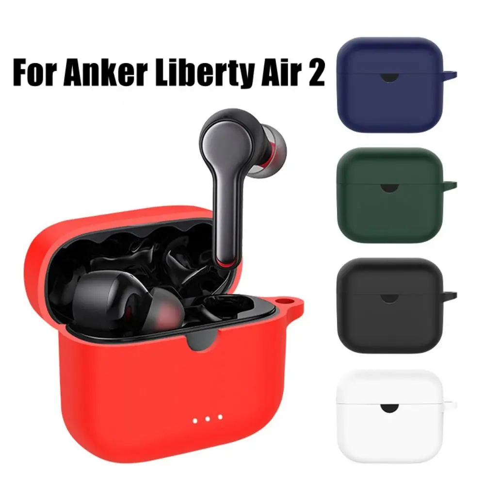 Portable Silicone Earphone Case Dustproof Protector Cover with Hook Anti-drop Protective Sleeve For Anker Soundcore Liberty Air2