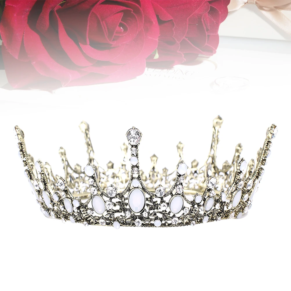 

Vintage Tiara Crown Crystal Headb Women Hair Jewelry Wedding Party Accessories Lightweight Durable Design Bright Color Photos