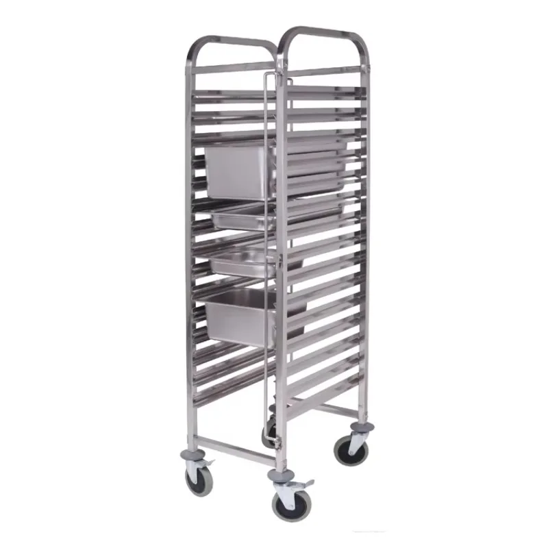 15 Tier 590X670X1700Mm Ss Gn Pan Rack Voedsel Oven Keuken Trolley Voor Hotel Restaurant Supermarkt