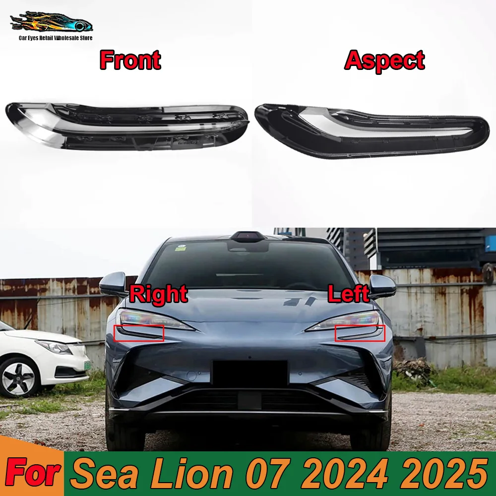 Für BYD 2024 2025 Sea Lion 07 Auto-Zubehör Schattenblende Scheinwerferabdeckung Auto-Frontscheinwerfer-Linsenschutz Lichtschale