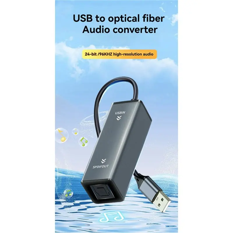 Stylish-3X USB To Optical Audio Converter USB To SPDIF Adapter 24Bit/96KHZ Audio Adapter For Connecting Laptop To Soundbar