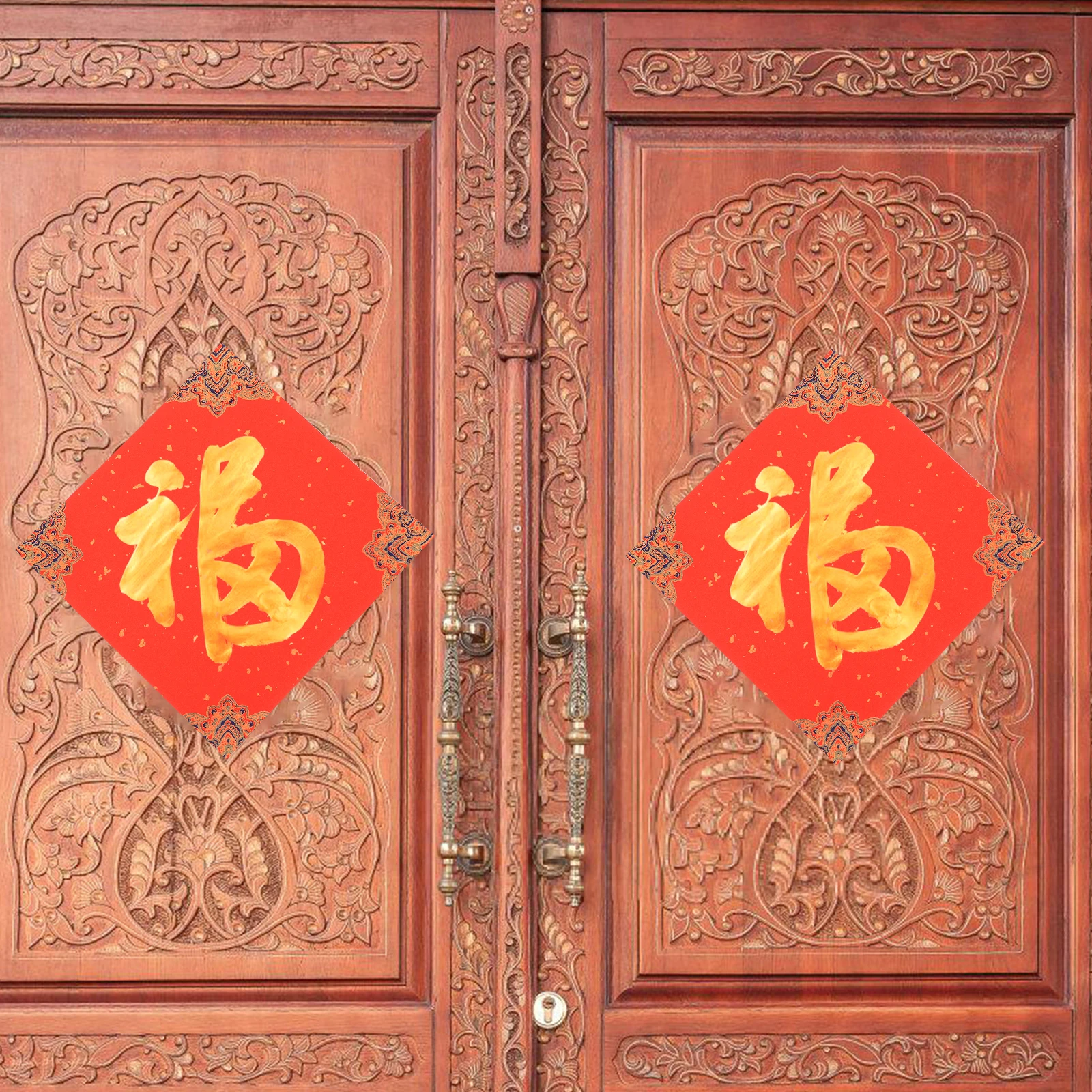 20 Pcs Spring Couplets with The Word "Fu" Chinese Character Paper Rice New Red for Year Calligraphy