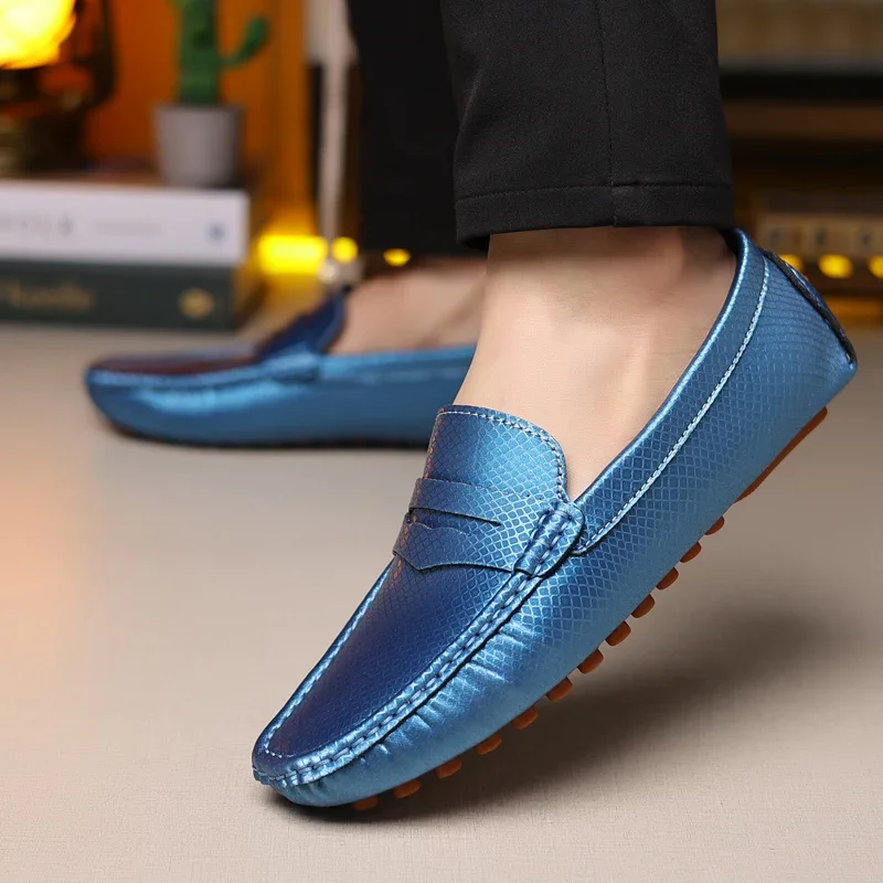 MAEDEF Fashion Men Leather Casual Shoes Soft Lightweight Breathable Slip-on Mens Driving Shoes Comfortable Loafers Moccasins