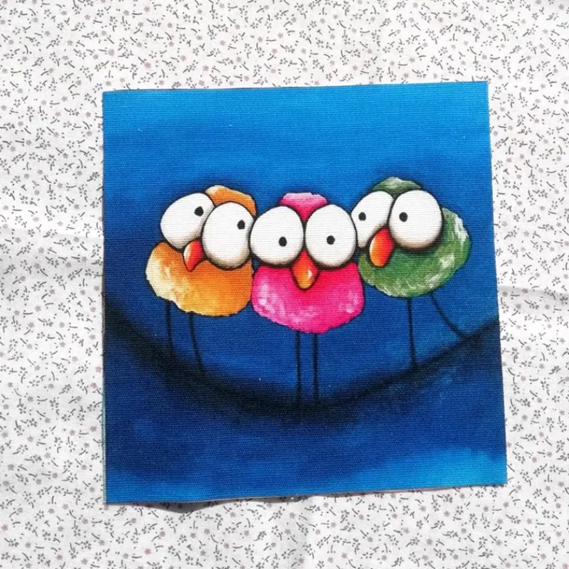 15X15cm Couple Bird Patchwork Cotton Canvas Fabric Cartoon for DIY Sewing & Quilting Purse Book Cover Home Decoration Material