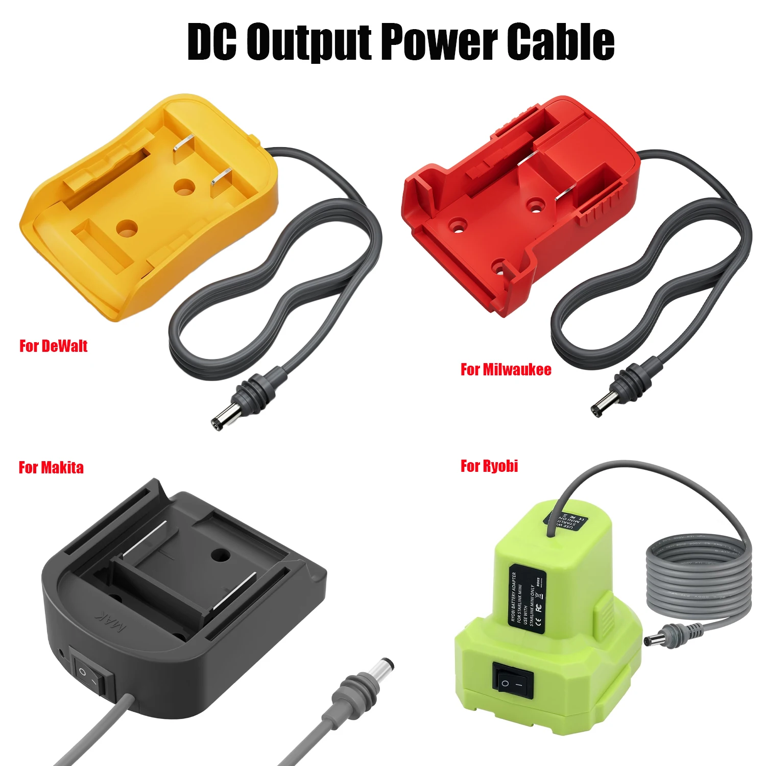 Acessórios Starlink Mini para Baterias Makita/Milwaukee/Dewalt/Ryobi 18V, Cabo de 3,2FT, Adaptador de Carregador para Cabo de Energia DC