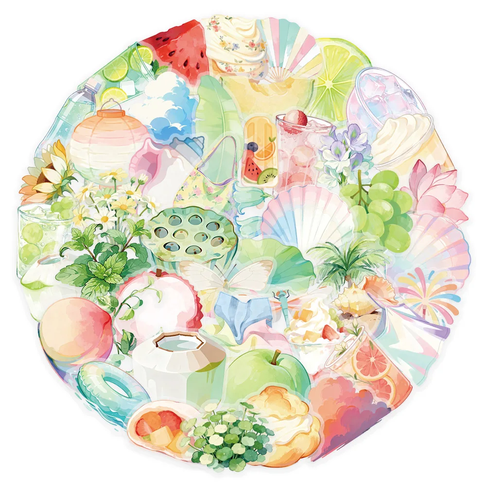 

55PCS Cartoon Summer Graffiti Stickers Creative Decoration Mobile Phone Case Notebook Skateboard Water Cup DIY Toy Gift Stickers