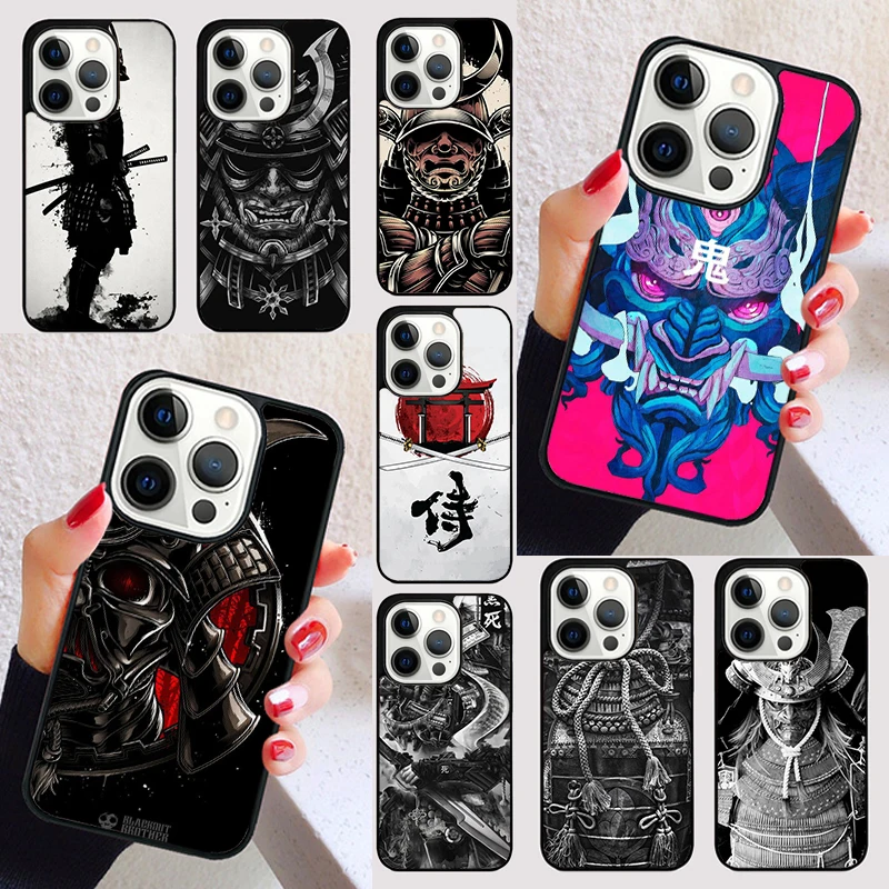 Japanese samurai oni mask Coque cover For iPhone 15 16 13 12 11 14 Pro Max Mini Max SE 2020 7 8 6S Plus Phone Case