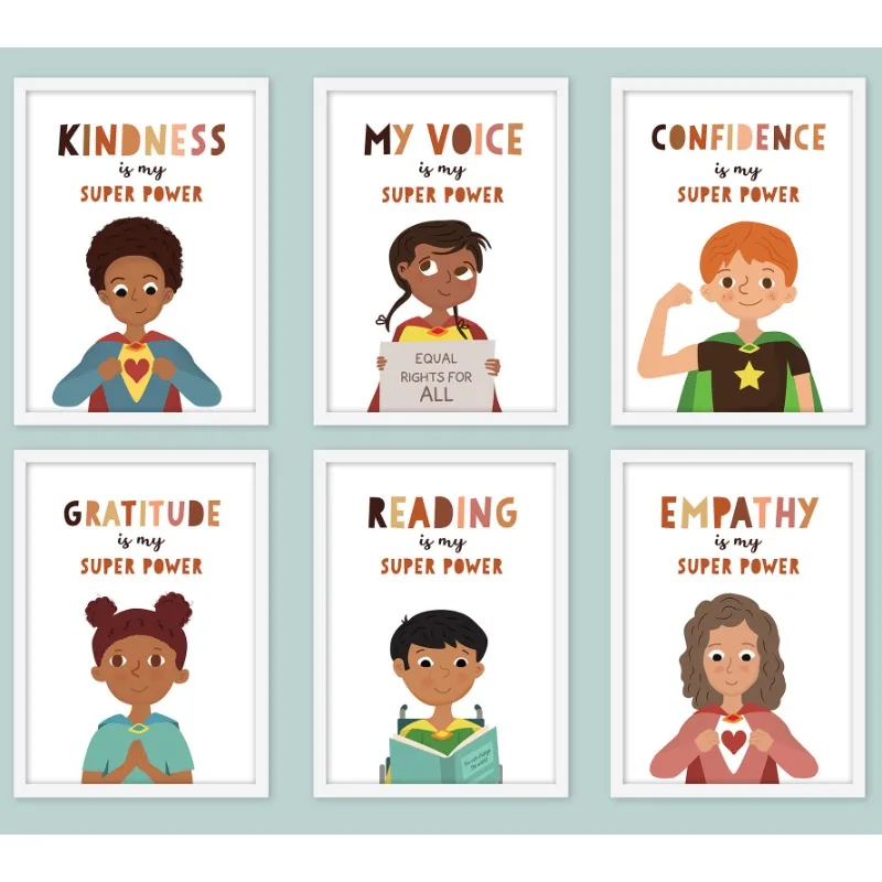 Positive Classroom Art Poster Canvas Print Kindness Confidence Gratitude Education Quotes Homeschool Decor School Teacher Gift