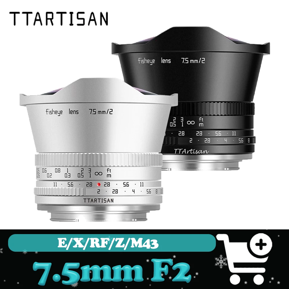 TTArtisan APS-C 7,5mm F2 lente ojo de pez lente de cámara de enfoque Manual para Fuji X Sony E Canon RF Nikon Z L M4/3 cámaras de montaje