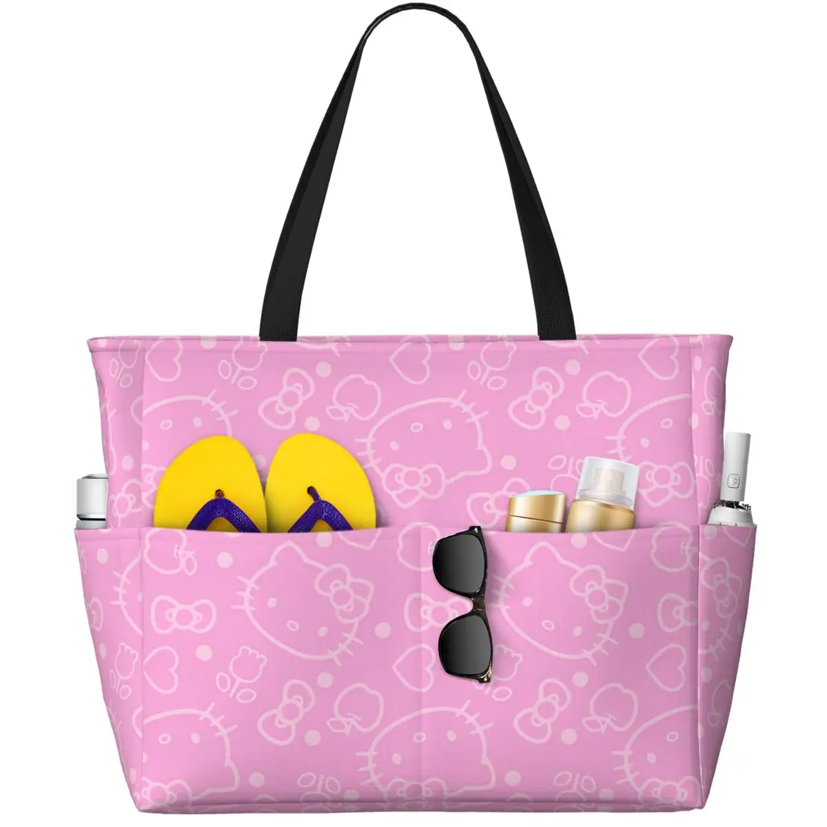 

Sanrio Character Hello Kitty Large Beach Tote Bag Women Waterproof Sandproof Tote Bags for Gym