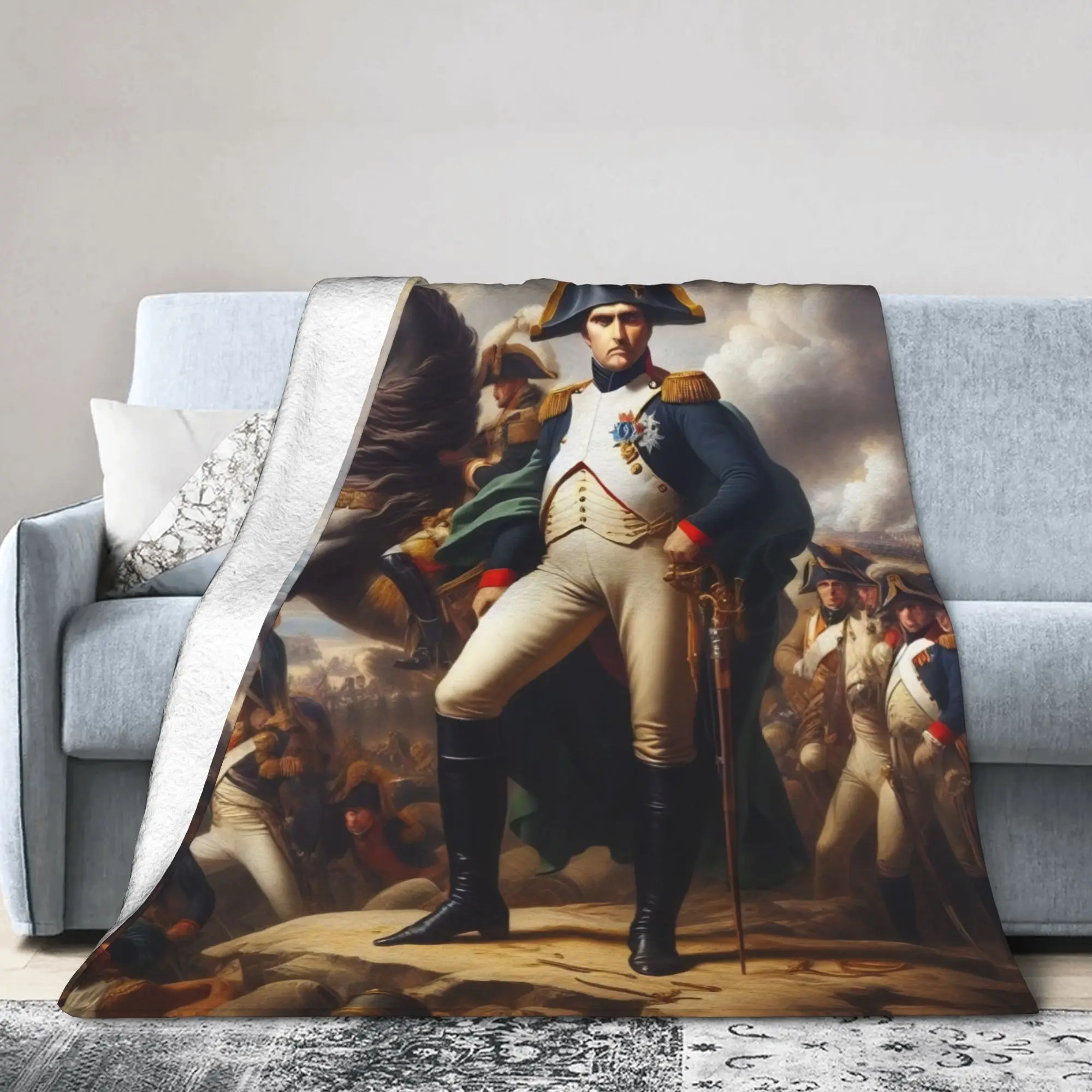 Napoleon Bonaparte Crossing the Alps Blanket Art Wool Awesome Warm Throw Blanket for Home Winter Office