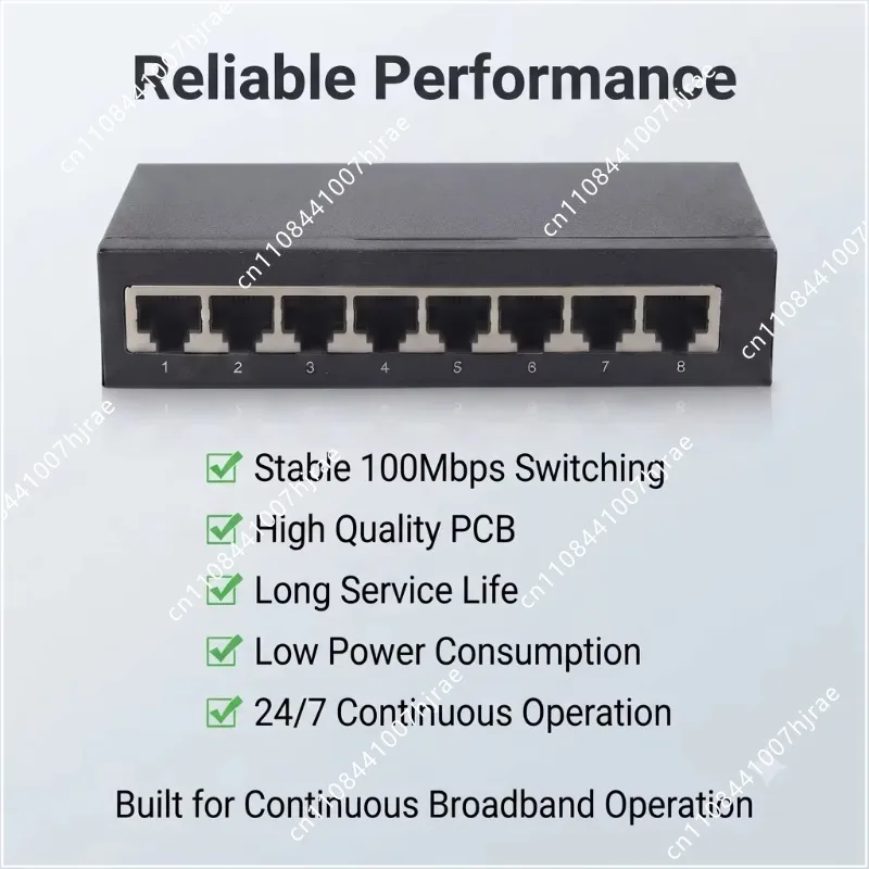 8 Port 100Mbps Reverse PoE Switch 7 RPSE Input 1 PoE Output Port Ethernet Network Switch for FTTH ISP Broadband System Equipment