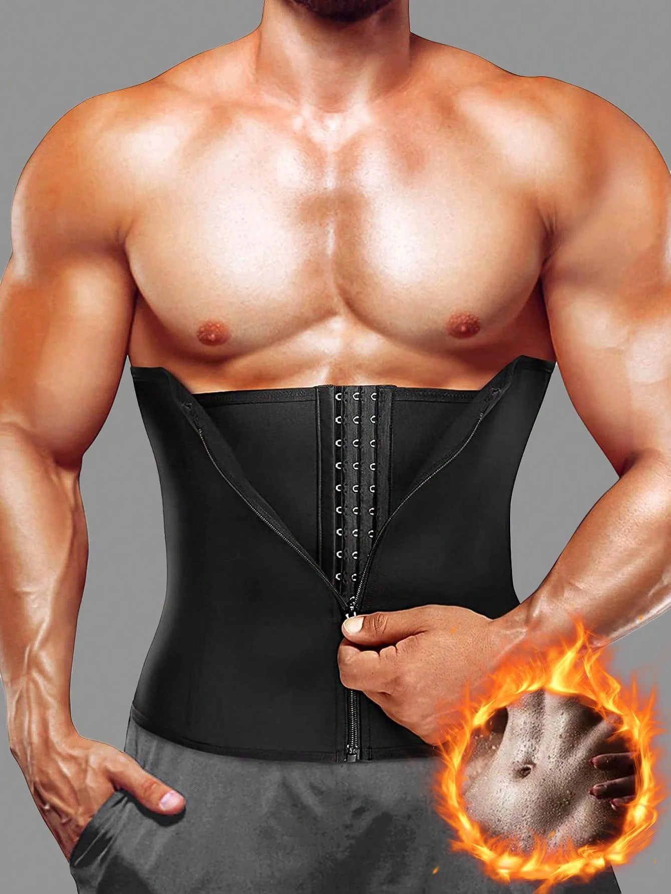 ملابس داخلية من النيوبرين، مشد خصر للبطن والرياضة واللياقة البدنية مع سحاب وأبازيم، ملابس تنحيف من النيوبرين سريعة الحث للعرق