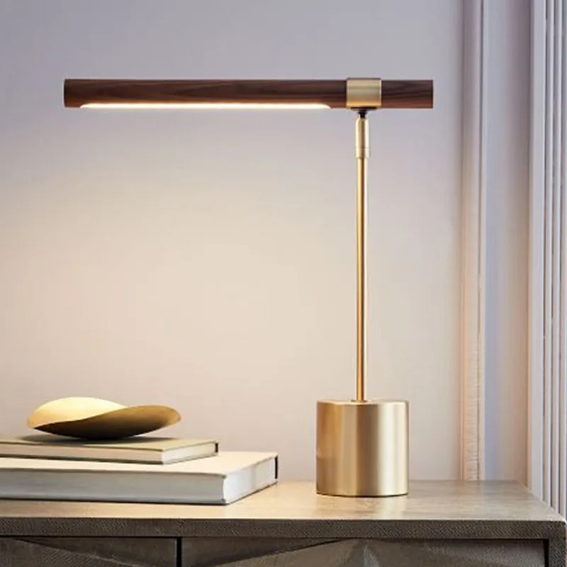 

Modern Simple Desk Lights American Style Creative Designer Eye Care Office Wooden Pattern Table Lamps Bedroom Bed Head Lights