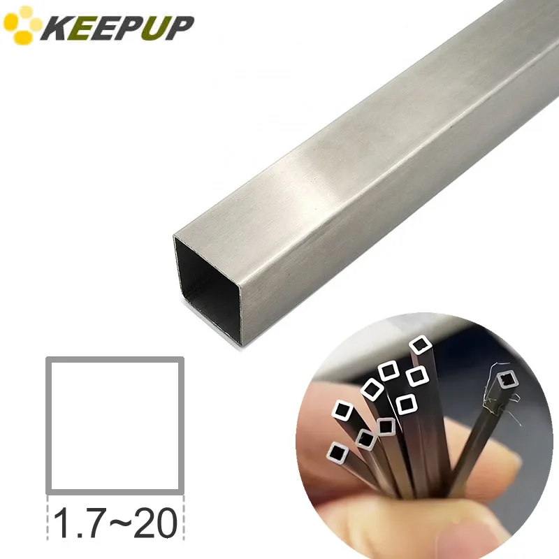 304 Stainless Steel Square Tubing Superfine Rectangular Capillary Pipe Bright Appearance Customizable Length 2x2 8x8 12x12 20x20