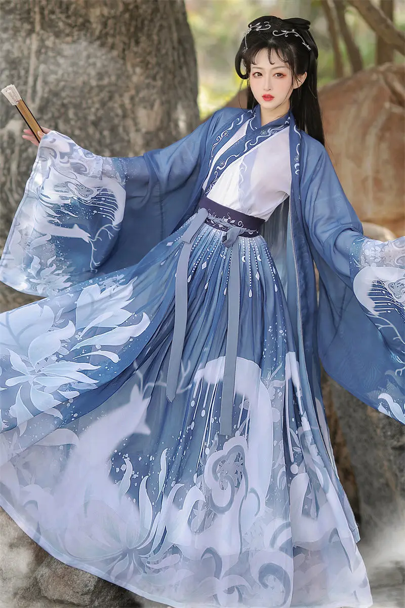 Hanfu 3Pcs Ancient Chinese Traditional Folk Fairy Dance Costume – Women's Graduation Clothing