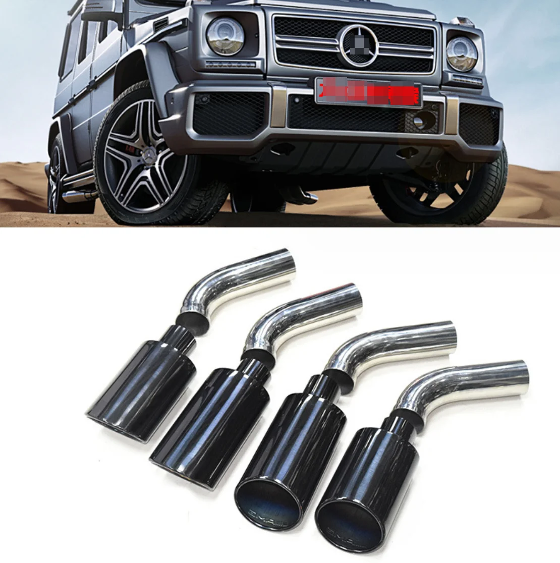 Stainless steel exhaust pipe for G-class G500 G550 modified G63 AMG exhaust throat four outlet nozzle 2016-2019