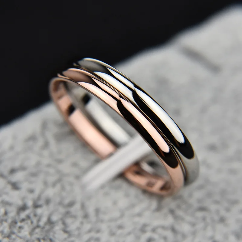 DARHSEN Fashion Jewelry Simple Women Rings Solid Polished Stainless Steel Black Silver Rose gold Color US size 3 4 5 6 7 8