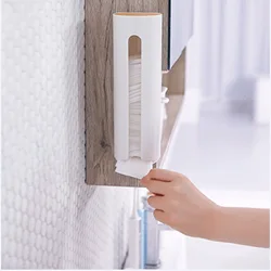New Wall-mounted Traceless Cosmetic Storage Box Toilet Wooden Cover Plastic Cotton Makeup Remover Cotton Storage Box Storage