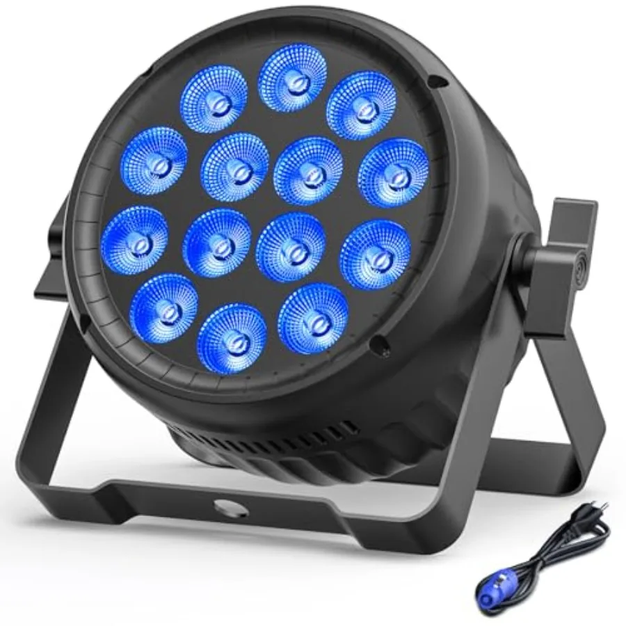 

Par Lights RGBW 4in1 14X18W LED Stage Lighting Aluminum Strobe Stage Light DMX512 Uplights with Sound Activated Party Lights fo