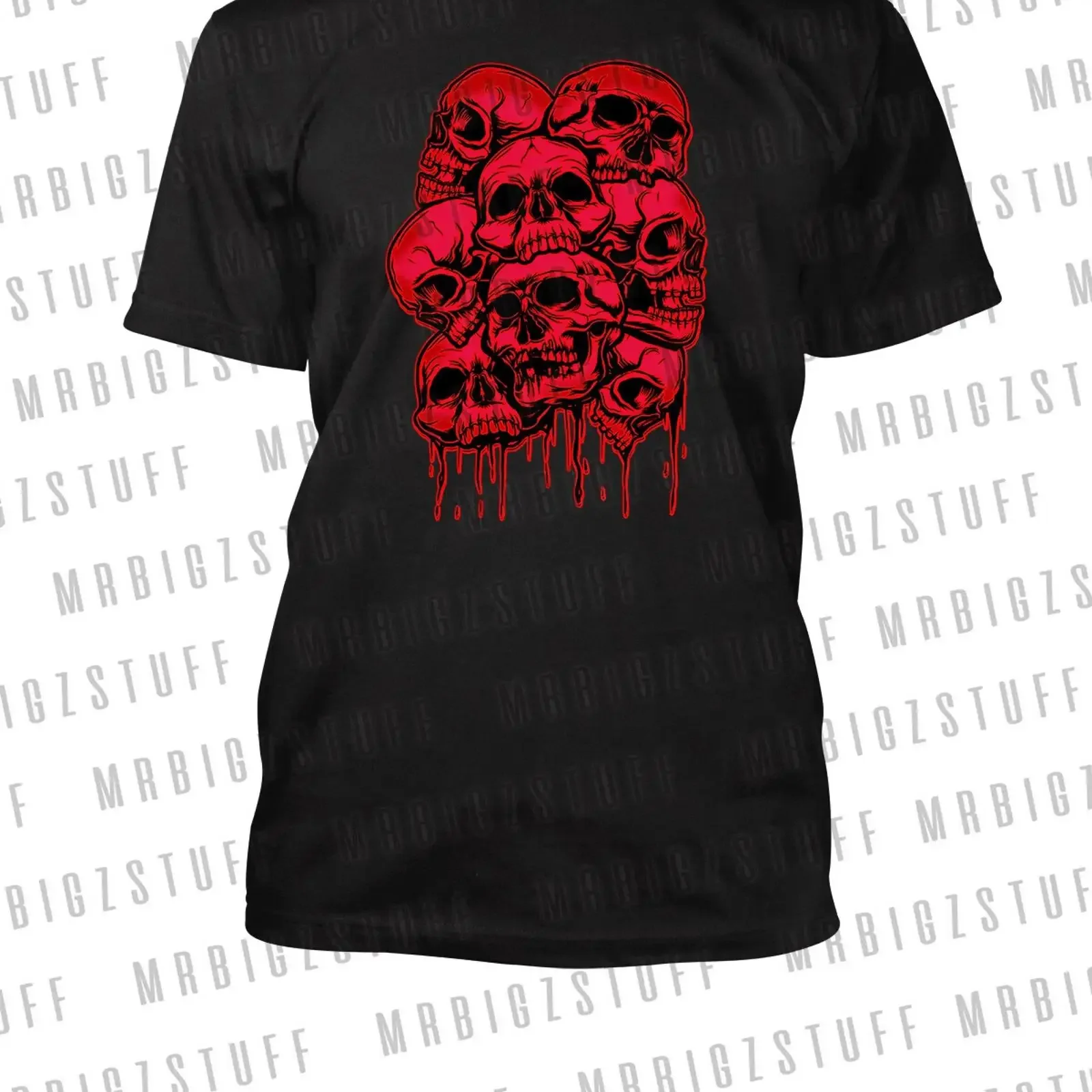 Red Skulls Sneaker T Shirt Skull Pile Gothic Big Tall Small vintage Washed Stylish fashion Versatile Stretched streetwear Soft