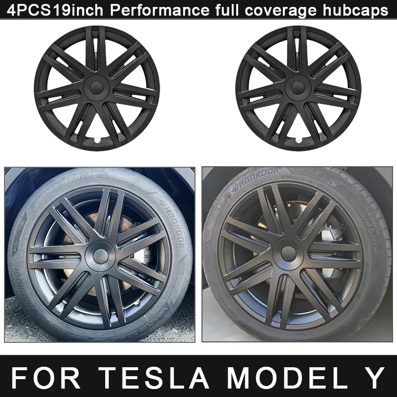 

4pcs Car Accessories For Tesla Model Y 19 Inch Hubcap Replacement Performance Automobile Wheel Cover Full Rim Caps 2018-2024