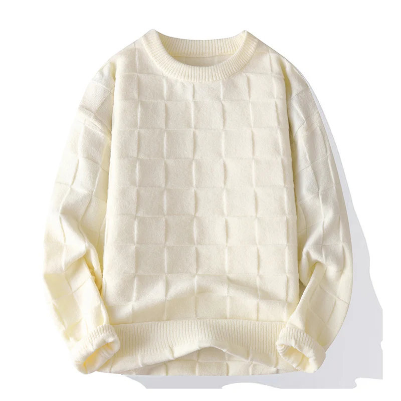 

Single Road Mens Oversized Crewneck Sweater Men 2025 Winter Warm Y2K Plaid Sweaters Pullover Jumper Korean Sweater for Men
