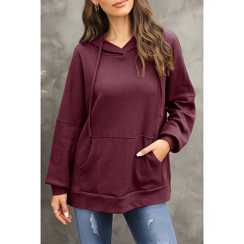 Sudadera con capucha de manga larga de gran tamaño para mujer, suéter de otoño de moda europea y estadounidense de estilo Joker Simple de Color sólido para mujer