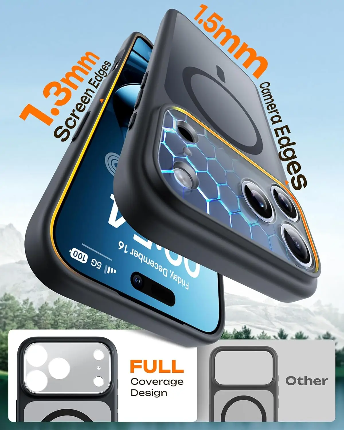 Magsafe المغناطيسي شحن لاسلكي فاخر بلون الحدود عدسة قوس ماتي جراب هاتف آيفون 17 برو ماكس الهواء الغطاء الخلفي