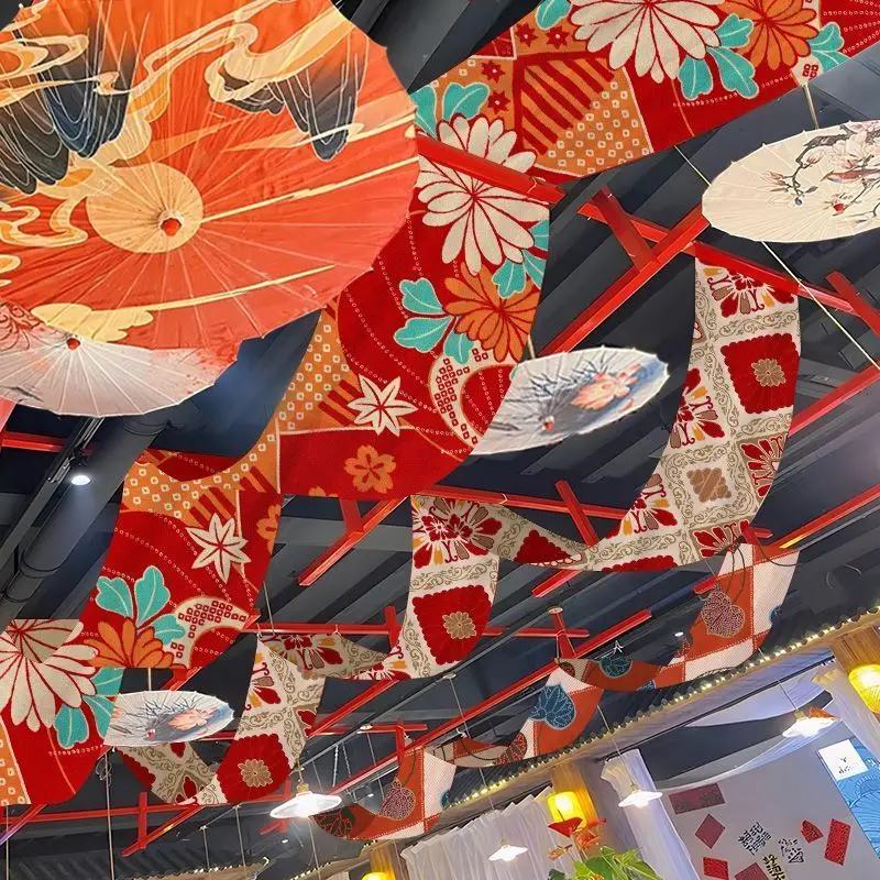 VIKAMA Ceiling Decoration Canopy Hanging Fabric Japanese Umbrella Kimono Restaurant Bar Cafe Home Decor