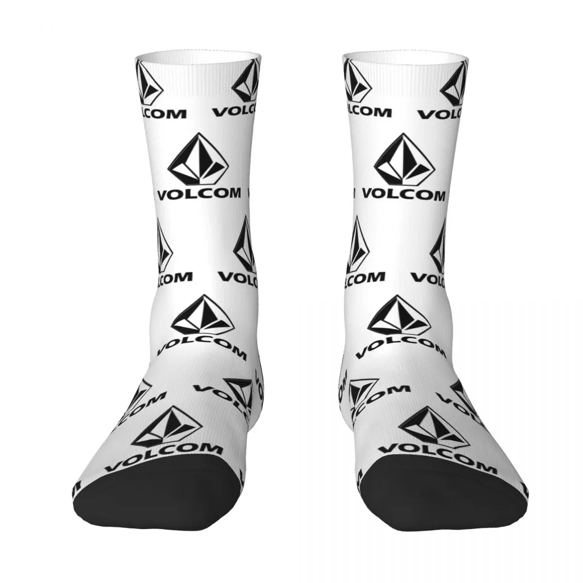 Cool Volcoms Logo Basketball Socks Polyester Middle Tube Socks for Unisex Non-slip