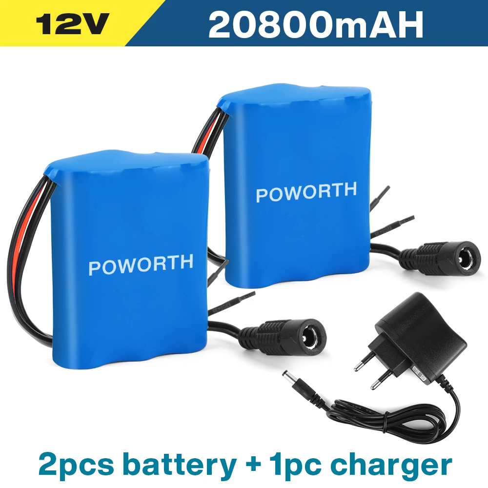 

12V 20800mAh 100% New 3S1P Protection Plate12V 20.8Ah Battery Pack 18650 Lithium ion DC 12.6V Super Rechargeable Battery+Charger