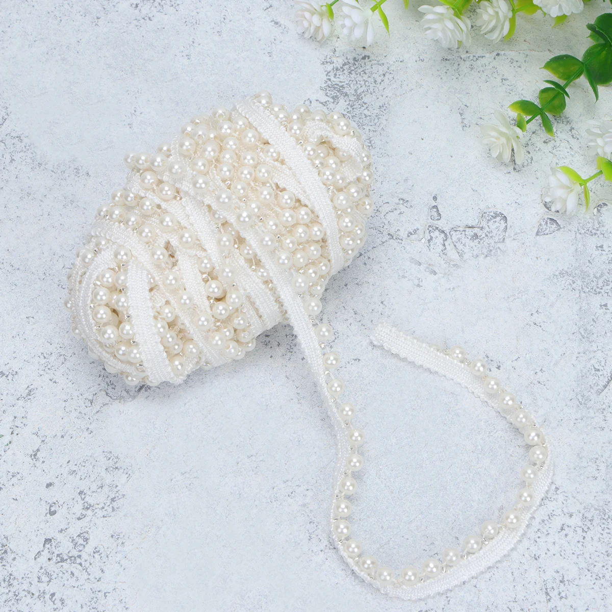 

1 Roll Pearl Lace Ribbon Fabric White DIY Clothing Accessories 10 Yards for Dresses Skirts Hats Decoration DIY Ribbon Lace