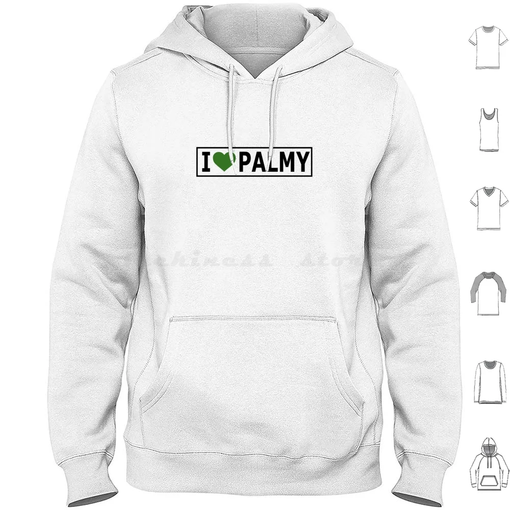 I Heart Palmy-Green Sudadera con capucha de algodón de manga larga North Nueva Zelanda Nz Palmy Manawatu Auckland Wellington I Heart Nyc I