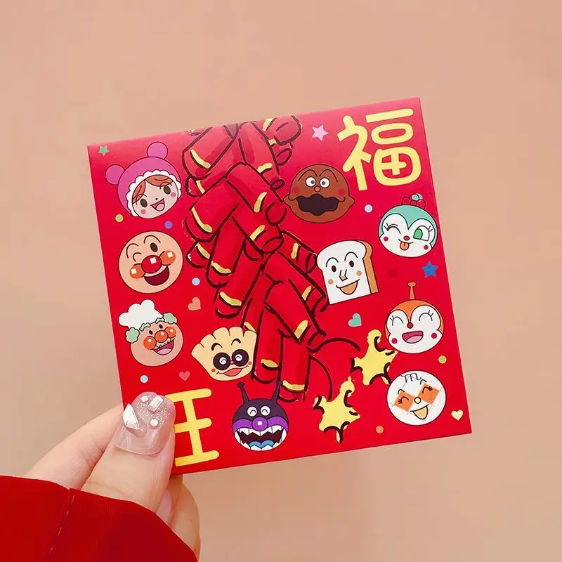 New Year Kawaii 10pcs Anpanman Red Envelope Cartoon Creative Congratulation Red Packet Anime Peripheral Children Holiday Gifts