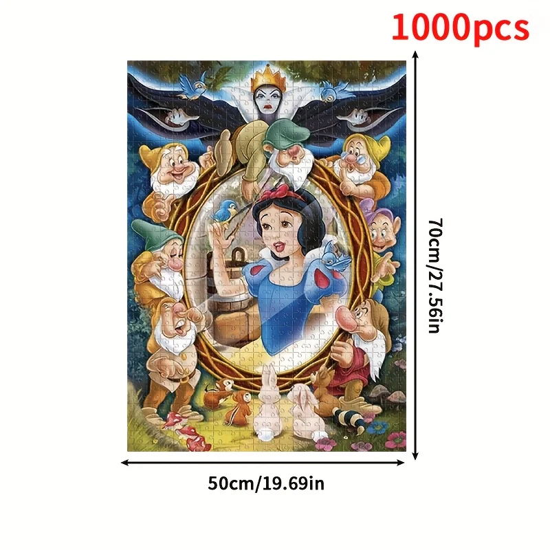 1000 elementów Puzzle DIY na prezent: Królewna Śnieżka i Zła Królowa z Lustrem, Krasnoludki - Wytrzymałe, nieregularne, bezszwowe puzzle kartonowe dla dorosłych