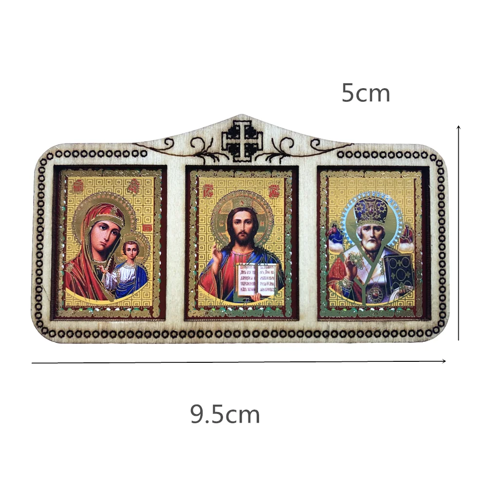 1pcs Orthodox Wood Icon Father and Virgin Mary Home Decoration Jesus Christmas Decorative plaque