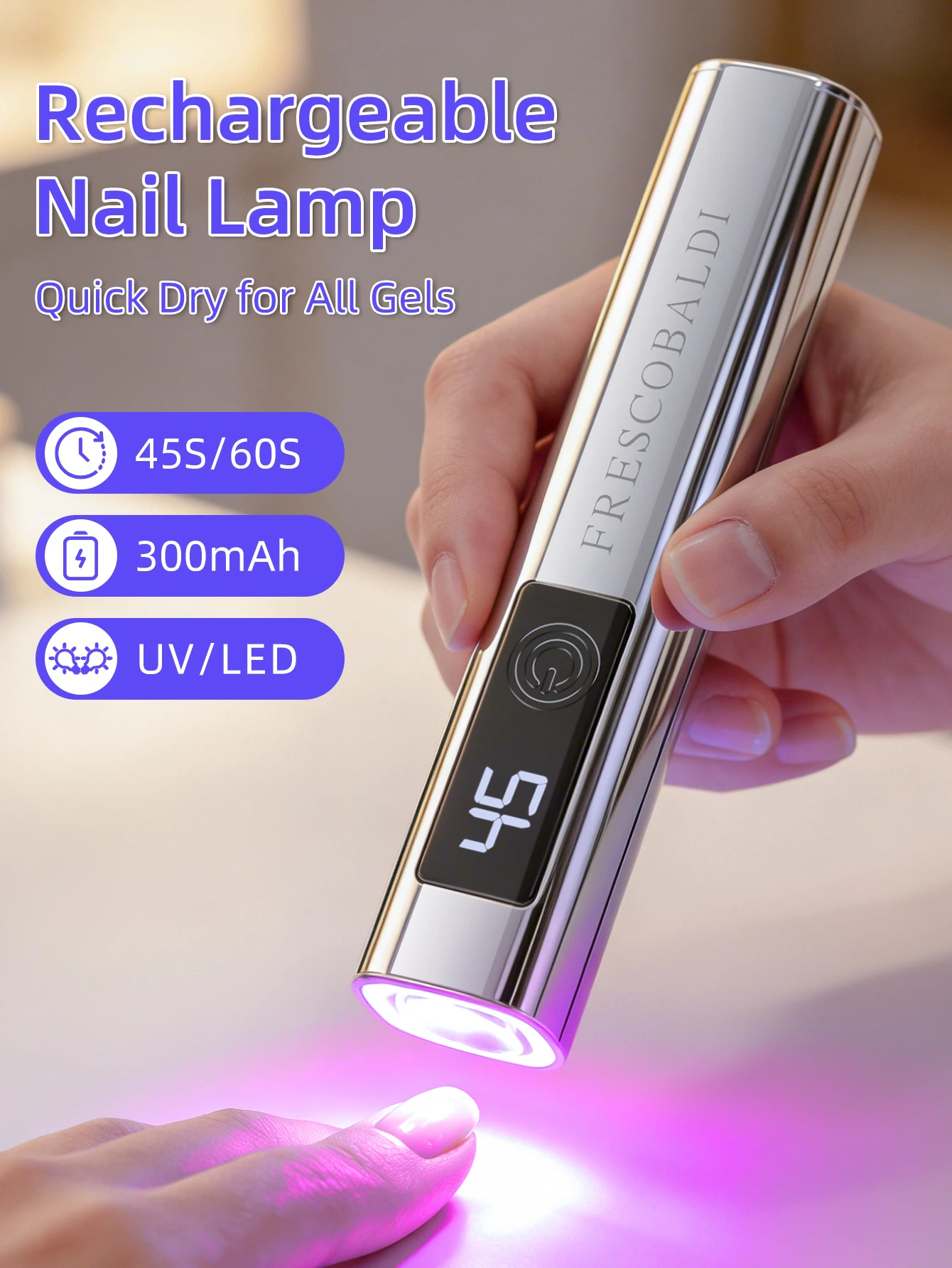 1Pc Mini On-Screen Display Handheld Nail Art UV Lamp For Gel Nails, Mini Nail Light, Portable LED Nail Lamp
