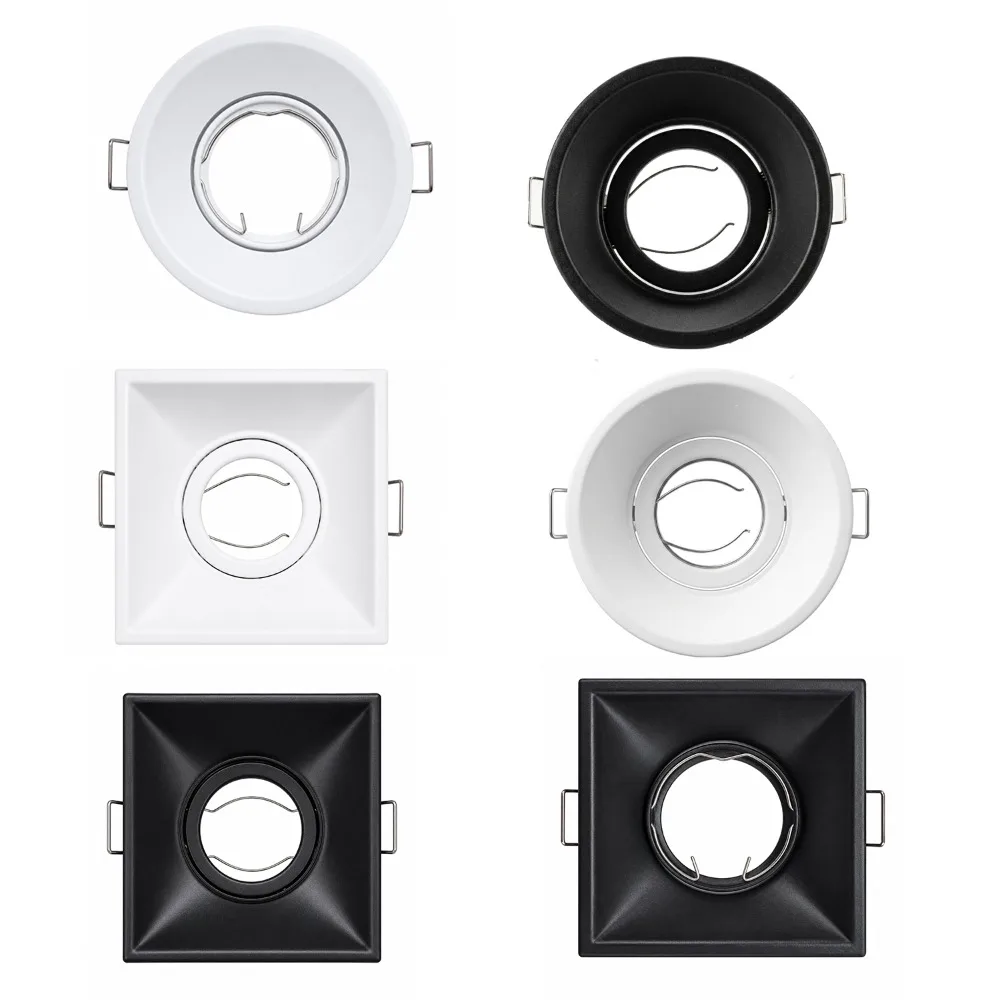 JOYINLED Metal Recessed Ceiling Spotlight Frame for GU10 MR16 LED Bulbs Round Square Downlight Holder Recessed Light Trim