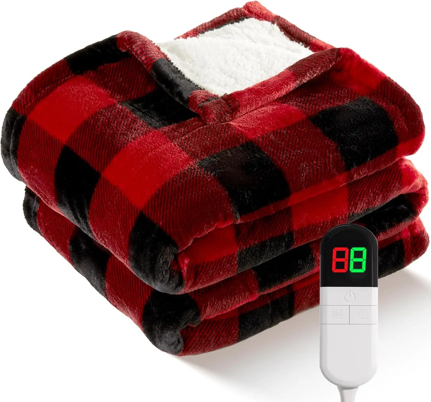

Electric Heated Christmas Throw Blanket with 8 Levels, Auto Off, Fast Heating, Washable Plush, Over-Heat Protection