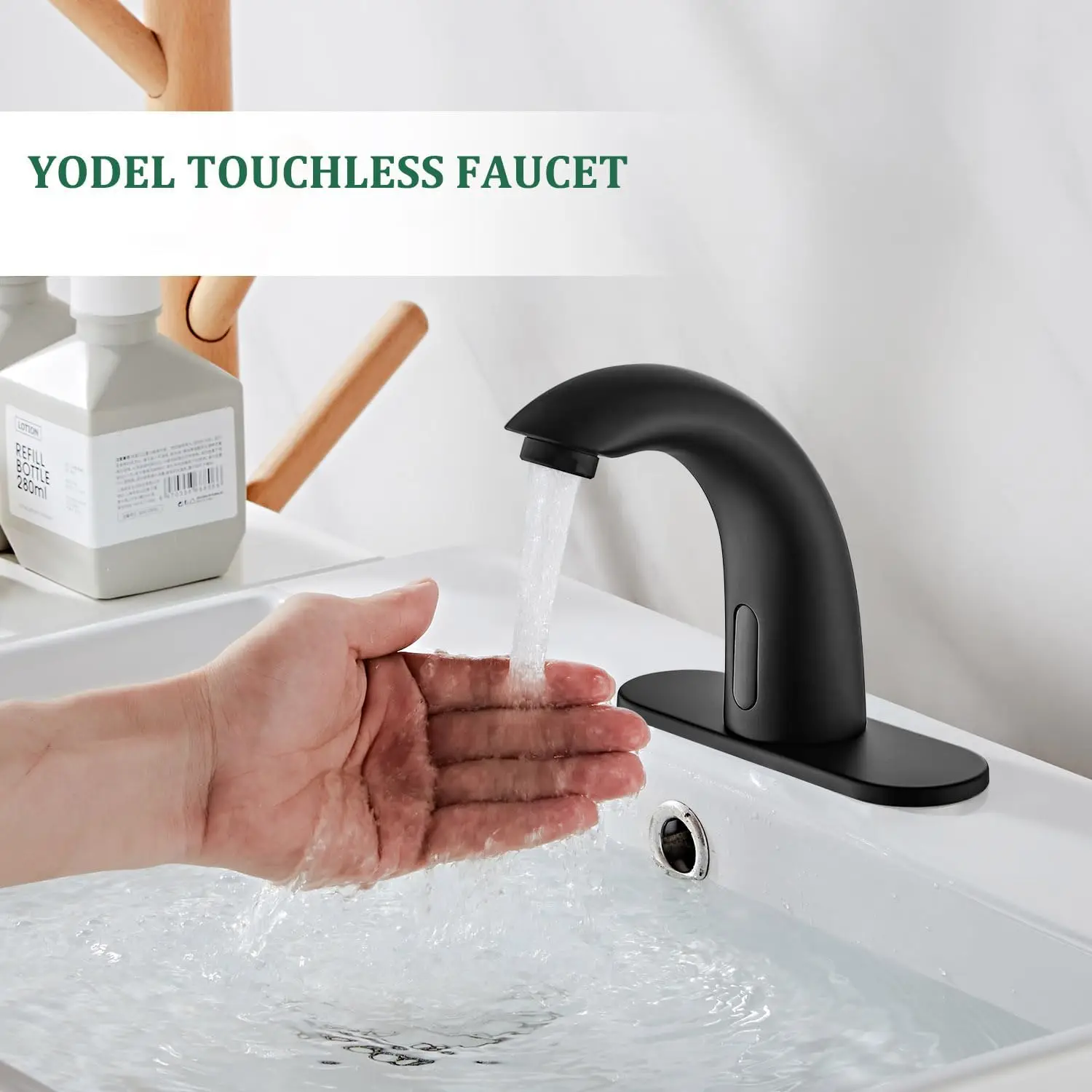 Touchless Bathroom Sink Faucet - Automatic Motion Sensor - Battery or 110V AC Operated for Commercial Lavotory Bathroom