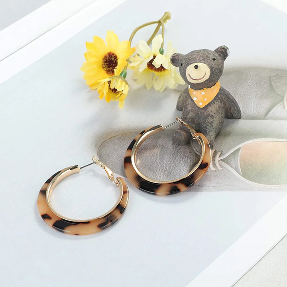 

Retro Large Earrings Stylish for Women Aesthetic Round Hoop Acrylic Circle Drop