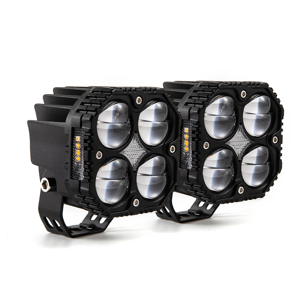 Strobe Motorcycle LED Spotlight Headlight Blinker Turn Signal Lamp 12V 24V for Custom Bike Cafe Racer Square Spot Fog Light