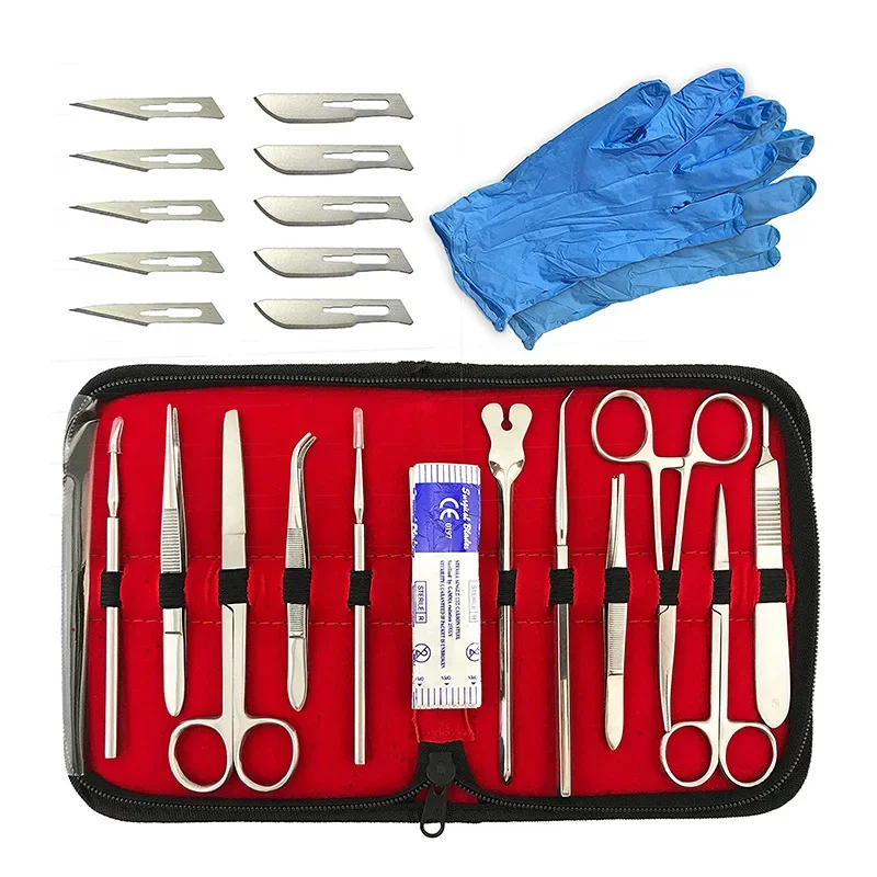 

Medical Students Suture Practice Kit Stainless Steel Probe Scissors Tweezers Student Experimental Tool Combination Kit Model
